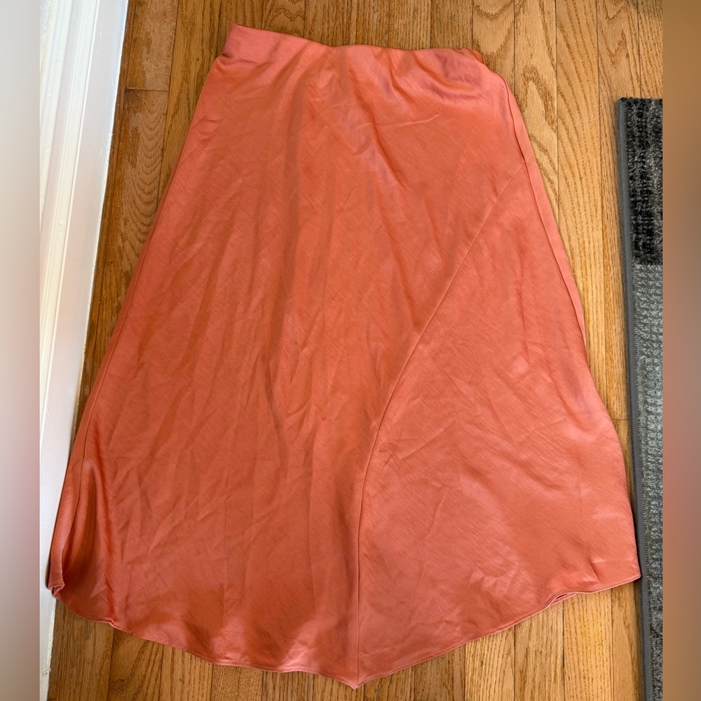 a new day Asymmetrical Coral Skirt size small elastic waist